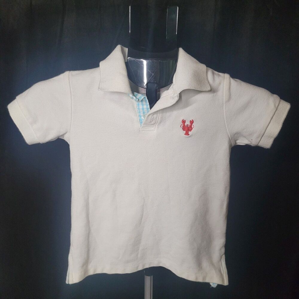 White Kids Polo Shirt with Crawfish Logo